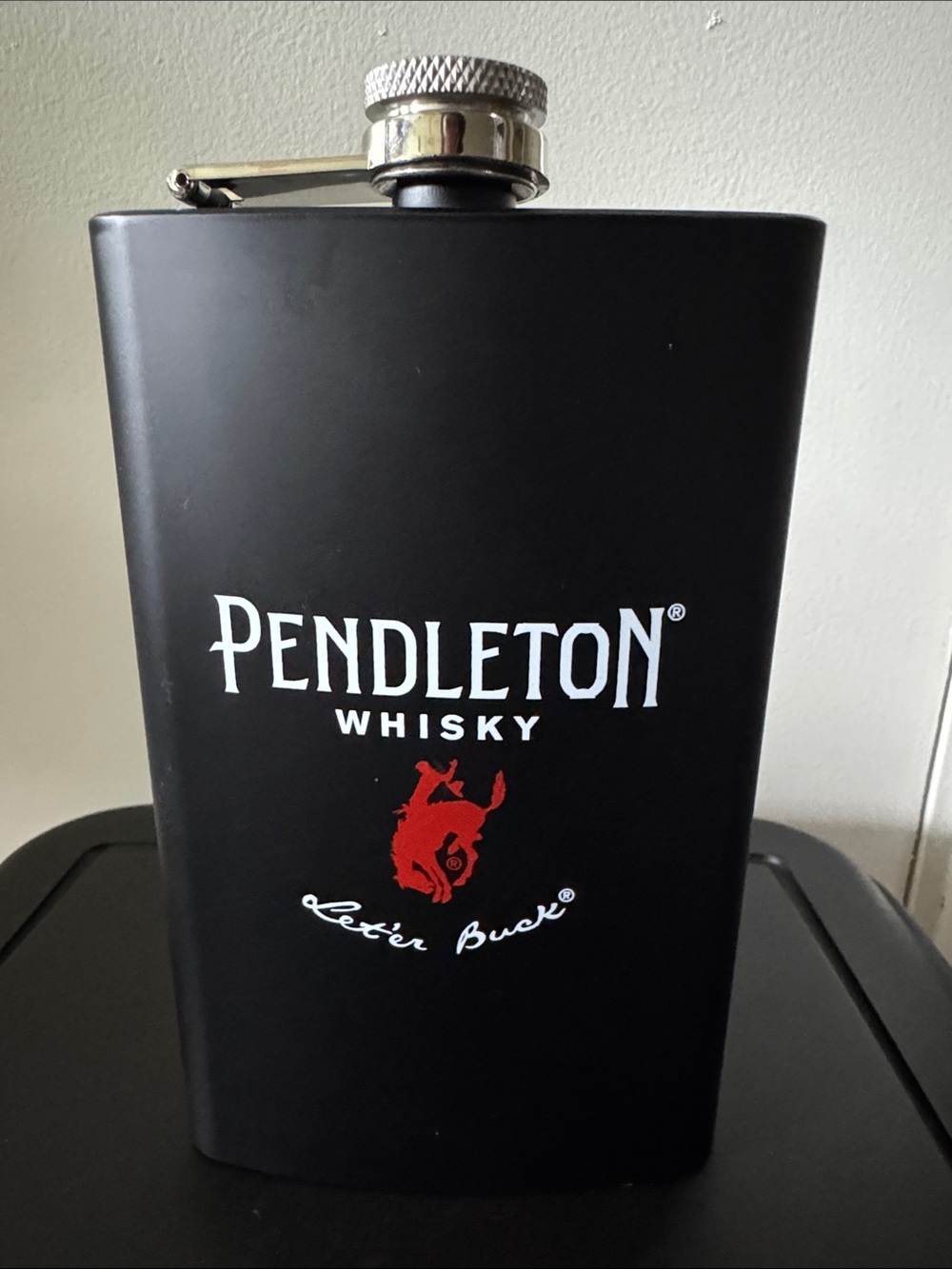 Pendleton Black Flask with Red Logo
